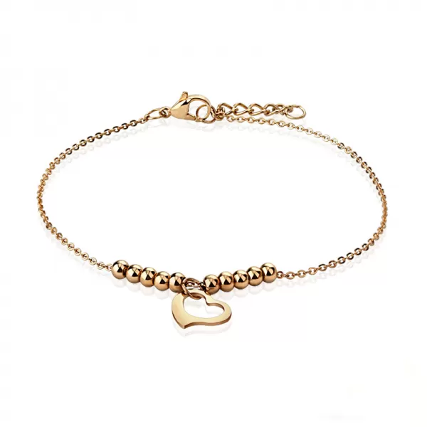 Náramok so srdiečkom vo farbe ružového zlata SSAHBJ-14281-RD