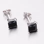 Výrazné strieborné kôstky s čiernym zirkónom E1603700-1905-SLX