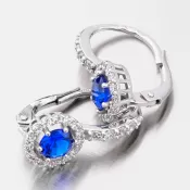 Dámske náušnice biele zlato 585 zirkón so zafírom 668P-120283-02