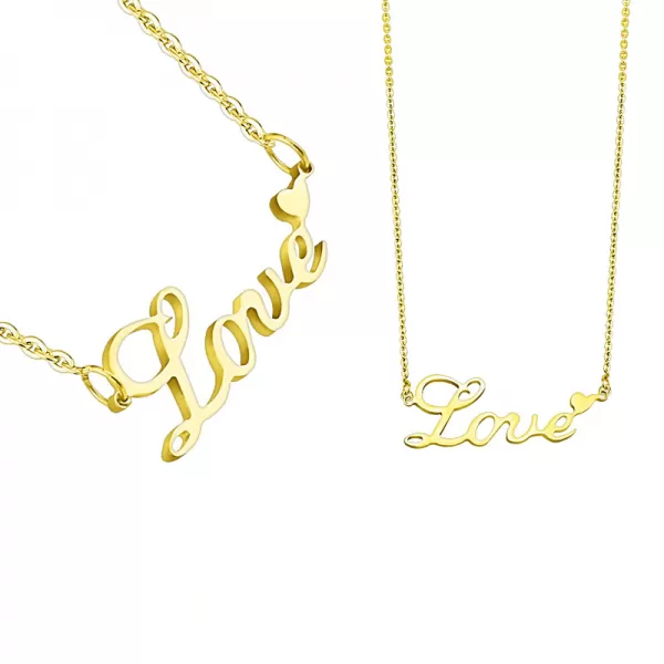 Pozlátený náhrdelník s nápisom love SSPMHBJ-156636-GD