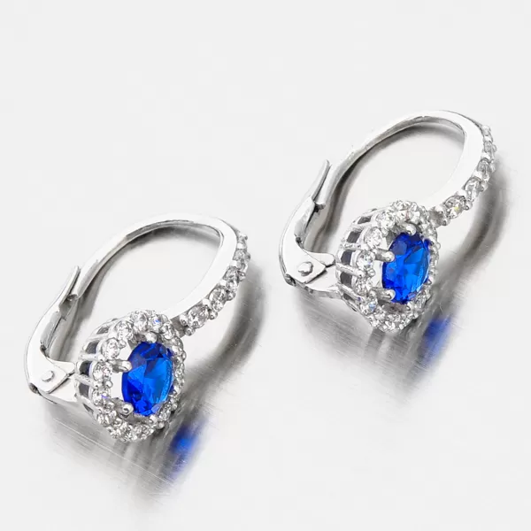 Dámske náušnice biele zlato 585 zirkón so zafírom 668P-120283-02