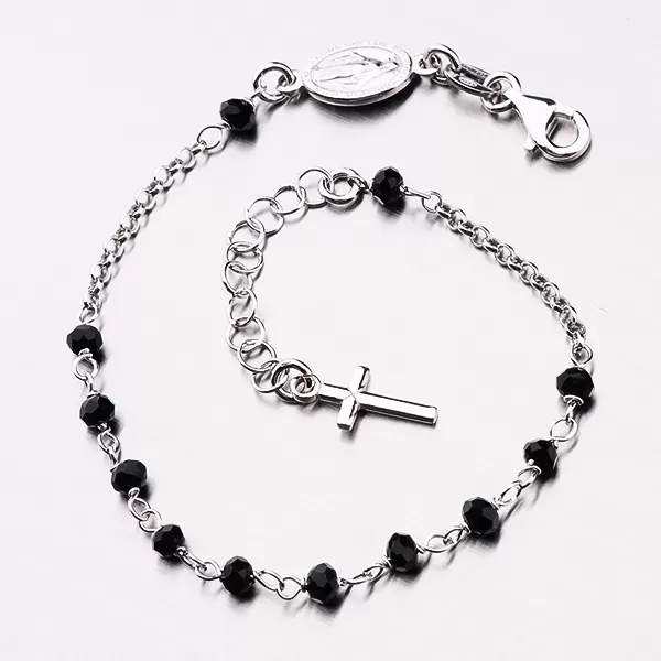 Strieborný náramok s krížikom a kryštálmi B1900754-1802-SLX