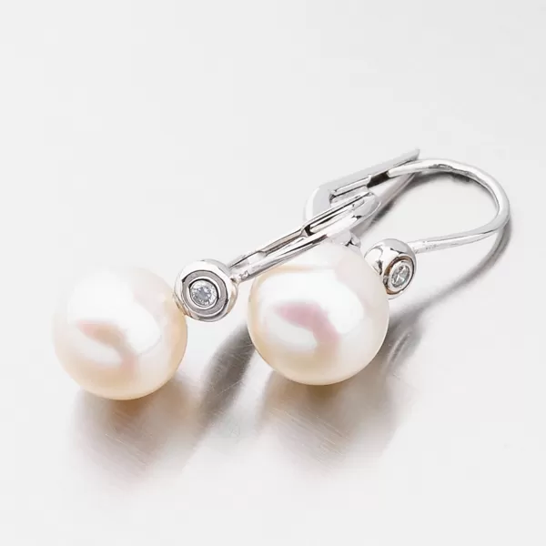 Dámske náušnice biele zlato 585 perál 458P-125036