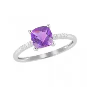 Dámsky prsteň prírodný diamant 1,05 ct ametyst GKW48525AME