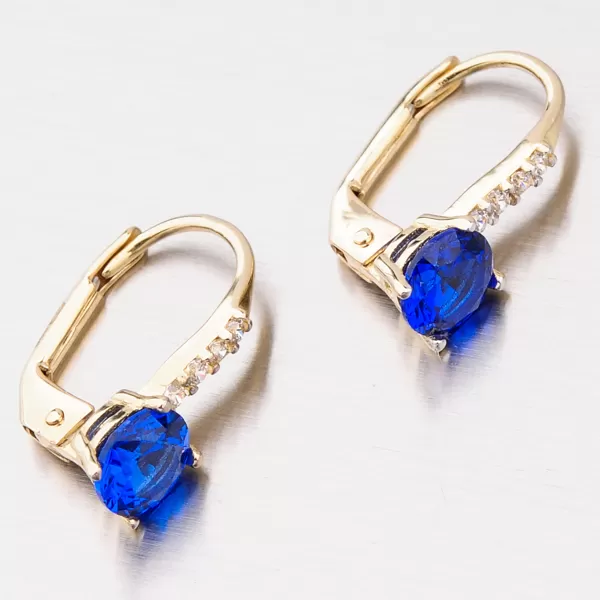 Zlaté náušnice so zafírom PKL22-003