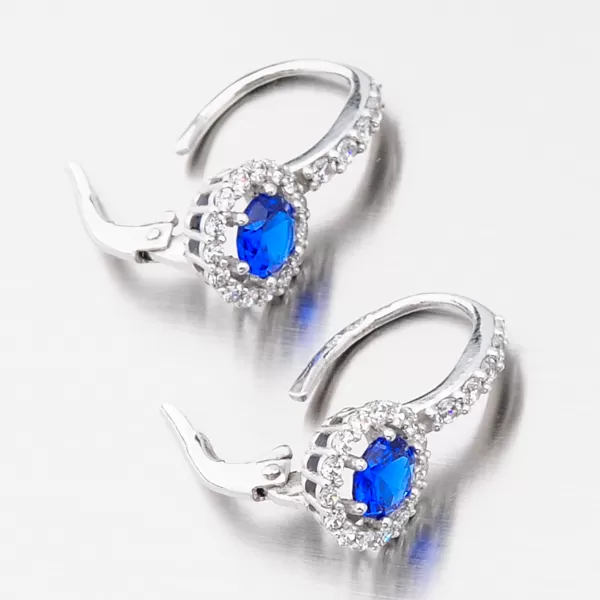 Dámske náušnice biele zlato 585 zirkón so zafírom 668P-120283-02