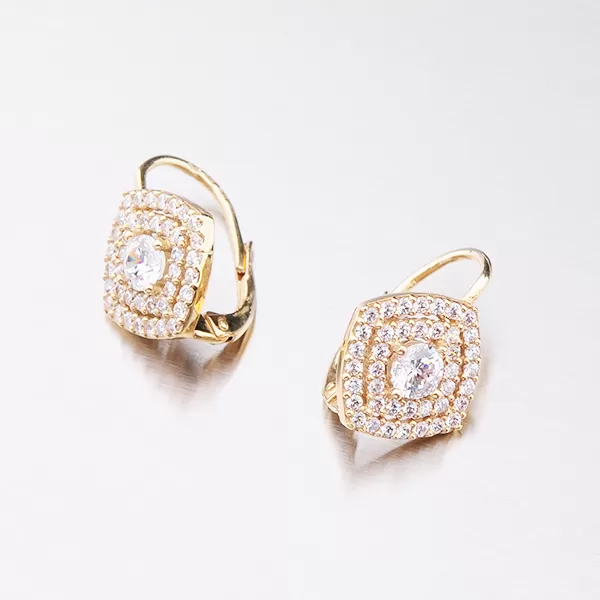 Dámske náušnice žlté zlato 585 zirkón 663P-120225