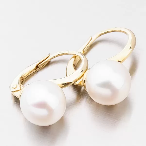 Dámske náušnice žlté zlato 585 perál 663P-120010