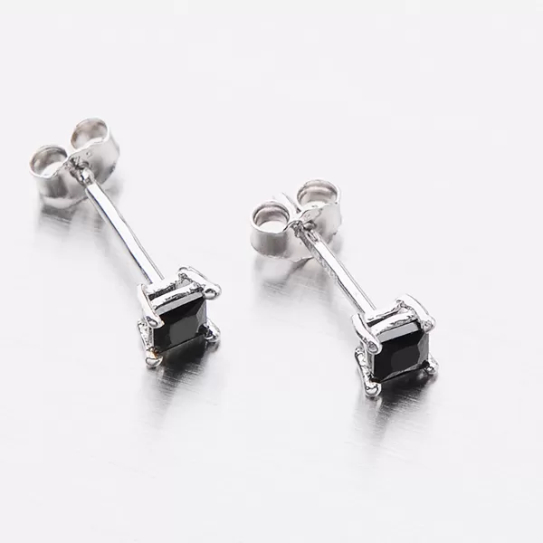 Decentné strieborné kôstky s čiernym zirkónom E1704428-1905-SLX