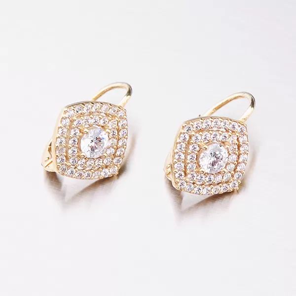 Dámske náušnice žlté zlato 585 zirkón 663P-120225