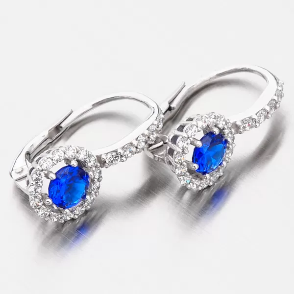 Dámske náušnice biele zlato 585 zirkón so zafírom 668P-120283-02