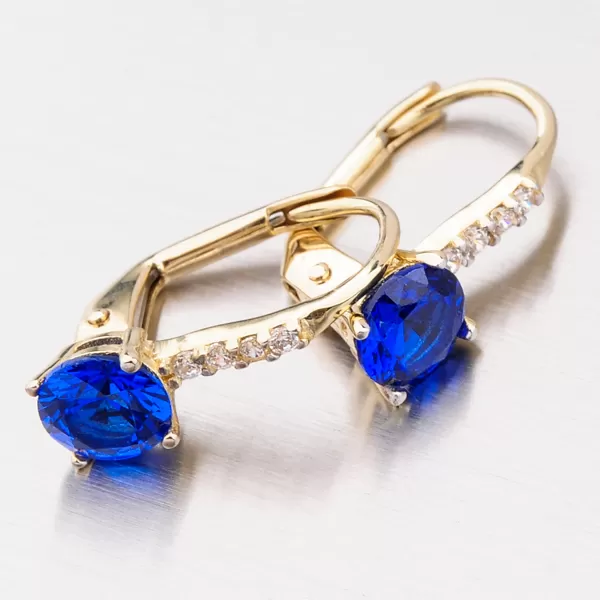 Zlaté náušnice so zafírom PKL22-003