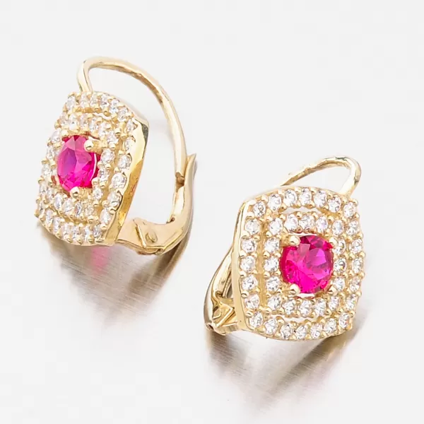 Luxusné zlaté náušnice 663P-120225-RUB