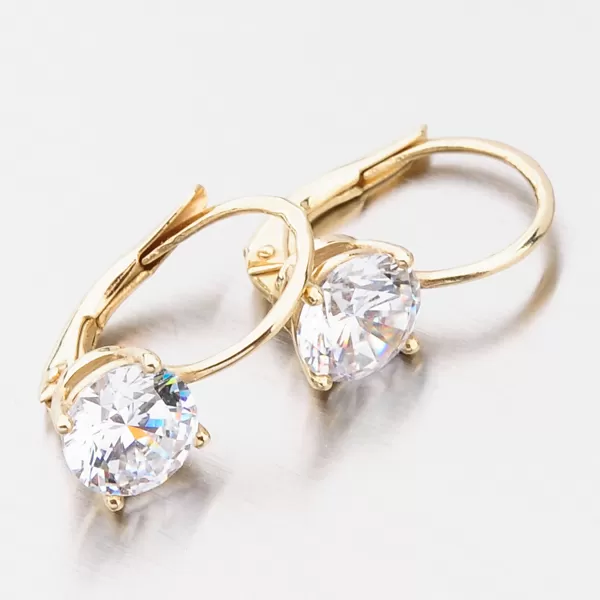 Dámske náušnice žlté zlato 585 zirkón 663P-120628