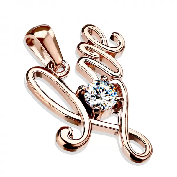 Oceľový prívesok Love so zirkónom SSPMHBJ-136432