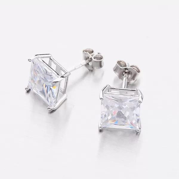 Strieborné kôstky s hranatým zirkónom E1801102-1905-SLX