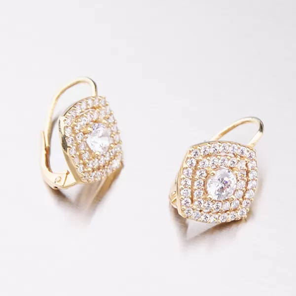 Dámske náušnice žlté zlato 585 zirkón 663P-120225