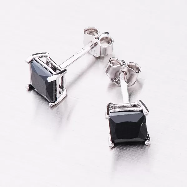 Výrazné strieborné kôstky s čiernym zirkónom E1603700-1905-SLX