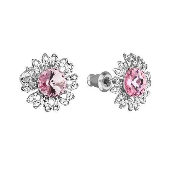 Náušnice bižutérie so Swarovski kryštálmi ružová kvietka 51042.3 light rose