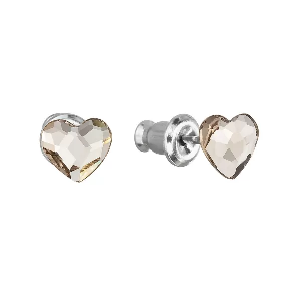 Náušnice bižutérie so Swarovski kryštálmi hnedá srdce 51050.3