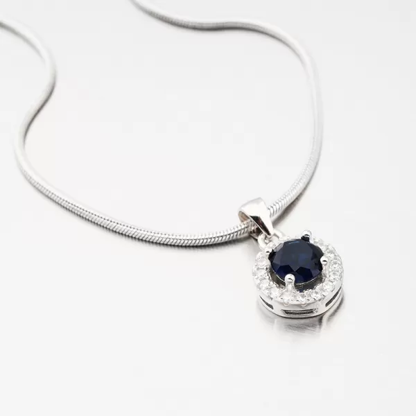 Okrúhly prívesok s modrým zirkónom HST-13256