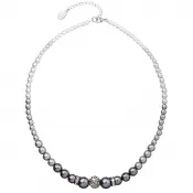 Perlový náhrdelník šedý s Preciosa kryštálmi 32008.3