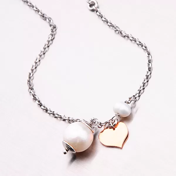 Náramok s perlami a srdcom 92003043-66-SLX