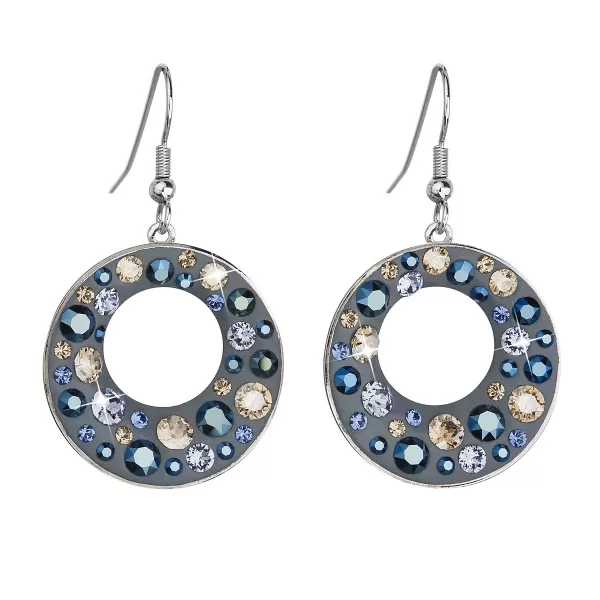Bižutérne náušnice so Swarovski kryštálmi modré okrúhle 51040.3