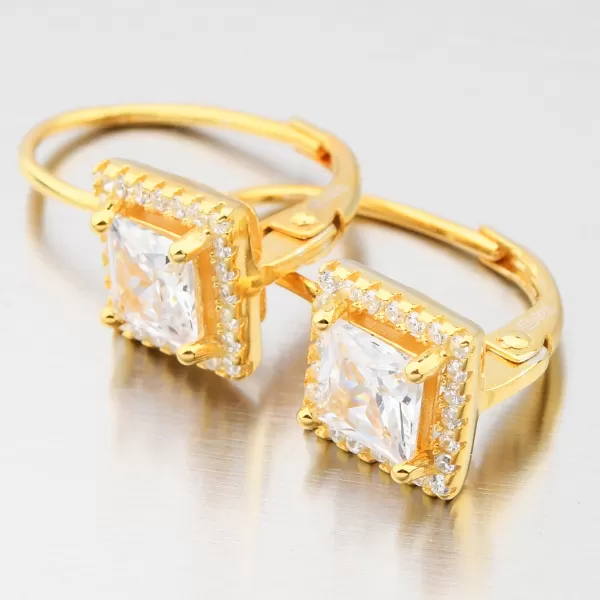 Dámske náušnice strieborné 925 zirkónové visiace pozlátené UCST-122783/G