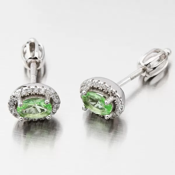Dámske náušnice strieborný 925 zelený zirkón so zelenými kamienkami UPST-121580S