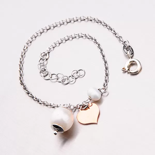 Náramok s perlami a srdcom 92003043-66-SLX