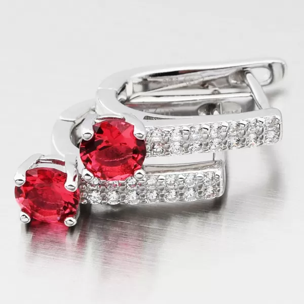 Dámske náušnice strieborný 925 zirkón visiaci s rubínmi UCST-122408L