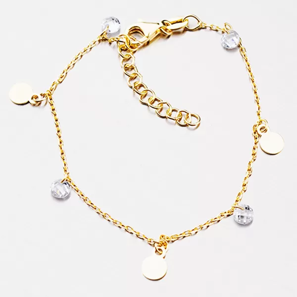 Pozlátený náramok s príveskami a zirkónmi B2100131-1132-SLX