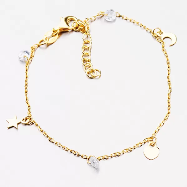 Pozlátený náramok s príveskami a zirkónmi B2100129-1132-SLX