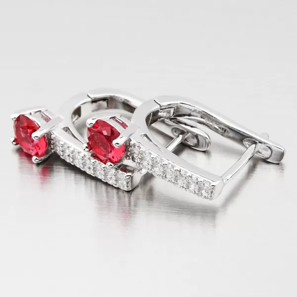 Dámske náušnice strieborný 925 zirkón visiaci s rubínmi UCST-122408L
