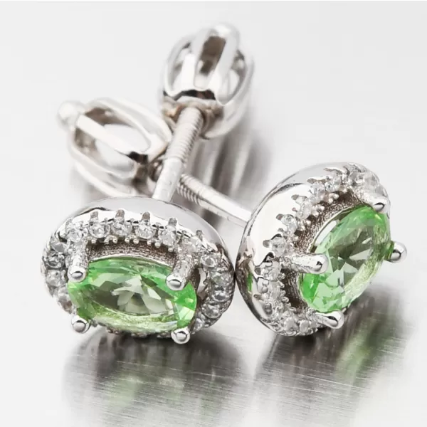Dámske náušnice strieborný 925 zelený zirkón so zelenými kamienkami UPST-121580S