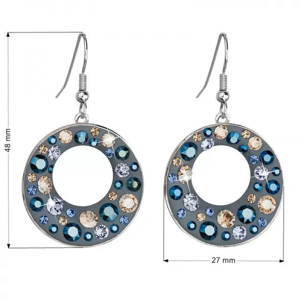 Bižutérne náušnice so Swarovski kryštálmi modré okrúhle 51040.3