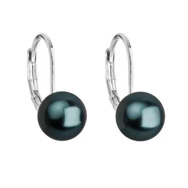 Bižutérne náušnice so zelenou okrúhlou perlou 71068.3