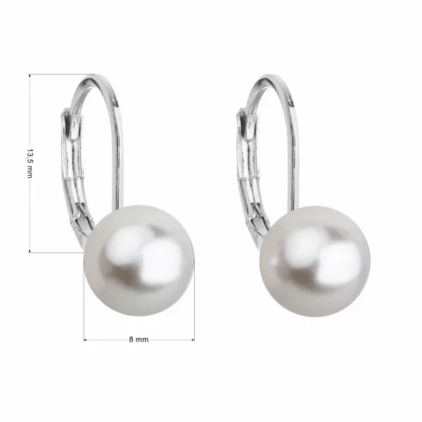 Bižutérne náušnice s bielou okrúhlou perlou 71068.1