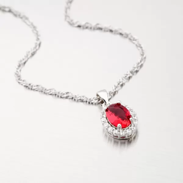 Oválny prívesok s červeným zirkónom HST-13250