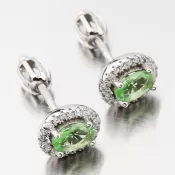 Dámske náušnice strieborný 925 zelený zirkón so zelenými kamienkami UPST-121580S