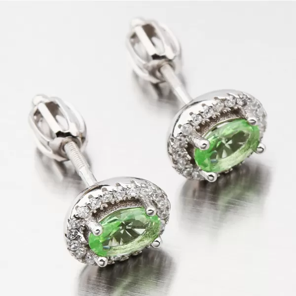 Dámske náušnice strieborný 925 zelený zirkón so zelenými kamienkami UPST-121580S