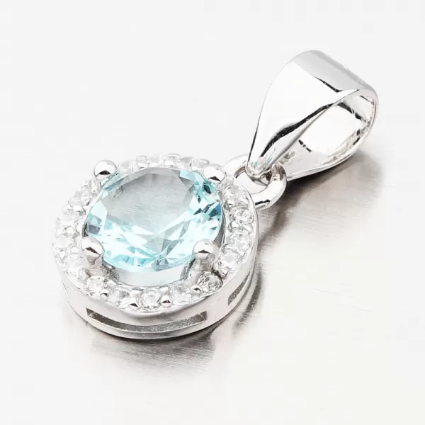 Okrúhly prívesok s modrým zirkónom HST-13197