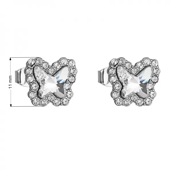 Náušnice bižutérie so Swarovski kryštálmi biely motýľ 51061.1