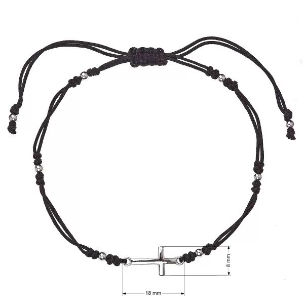 Kabbalah čierny náramok proti uhranutiu strieborný krížik 13023.3