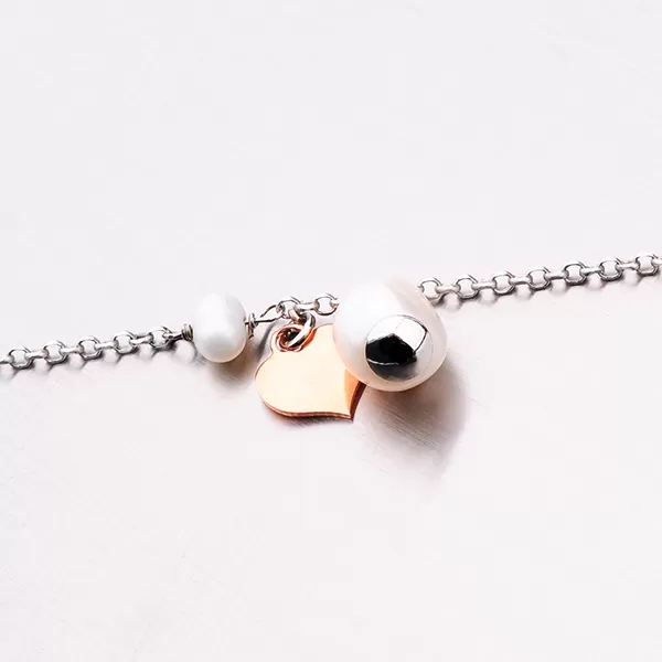 Náramok s perlami a srdcom 92003043-66-SLX