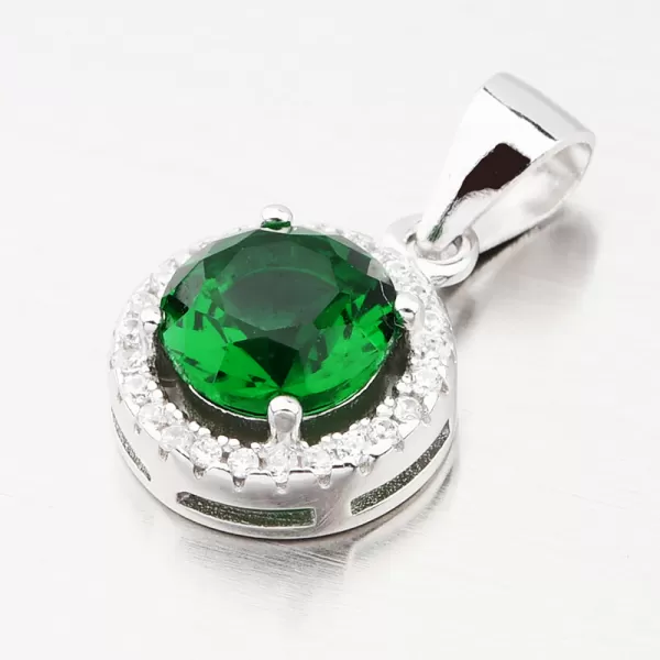 Okrúhly prívesok so zeleným zirkónom HST-13259