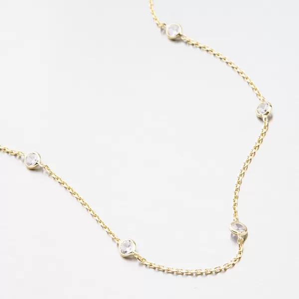 Strieborný pozlátený náhrdelník so zirkónmi N2201129-0398-SLX