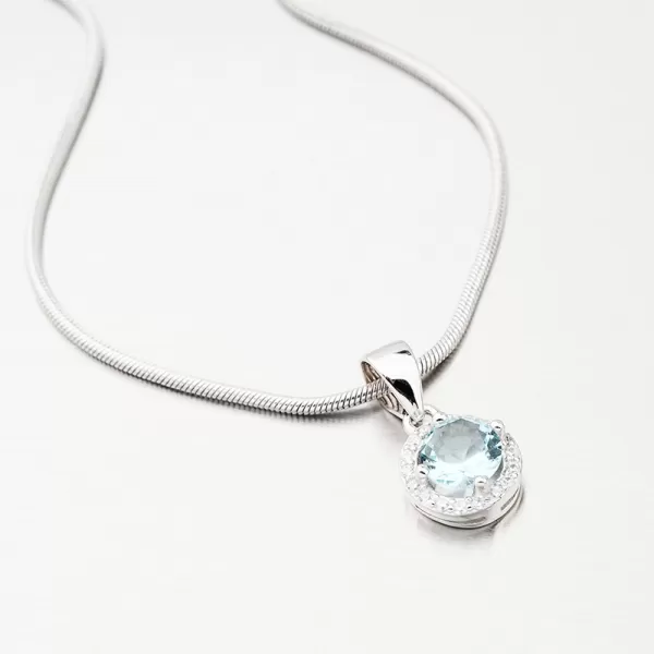 Okrúhly prívesok s modrým zirkónom HST-13197