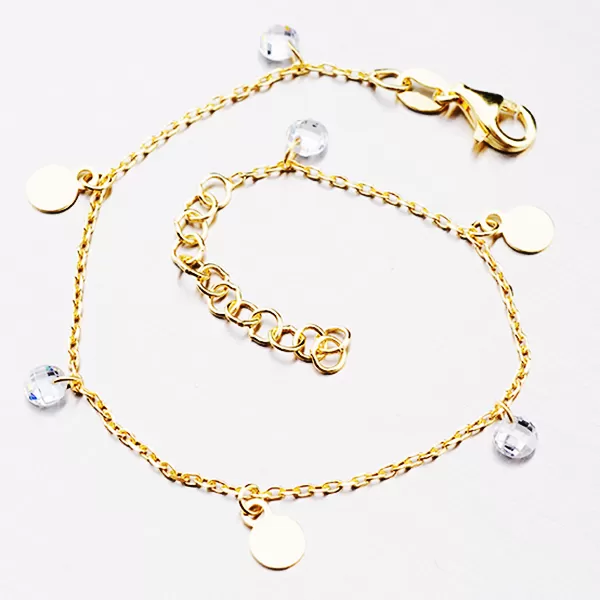 Pozlátený náramok s príveskami a zirkónmi B2100131-1132-SLX